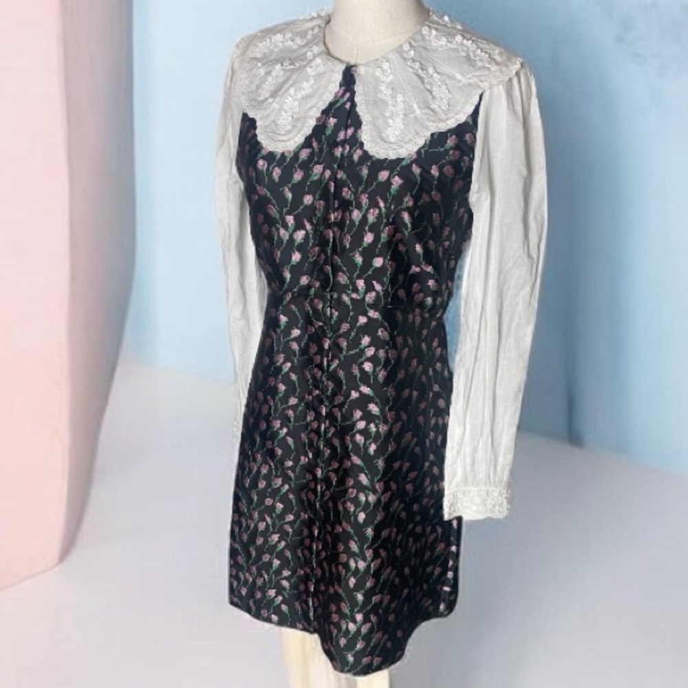 & Other Stories Paris Atelier Embroidered Jacquard Mini Dress NWOT Sz 6